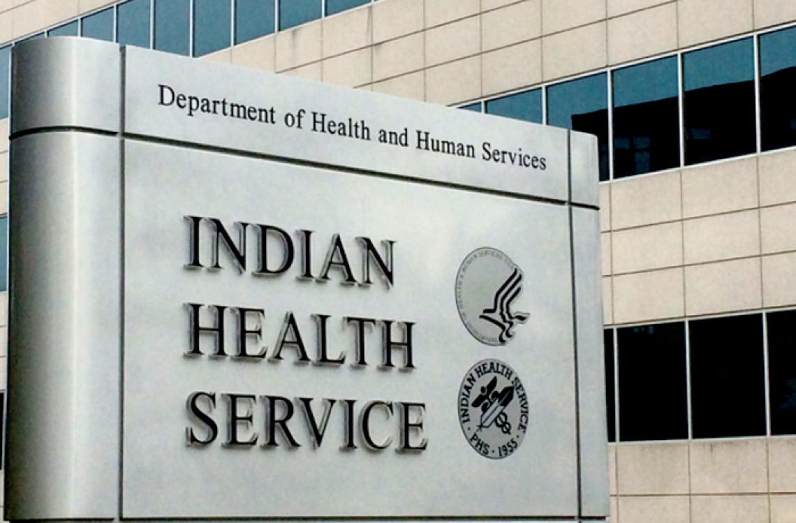Sign in front of a building reading Indian Health Service