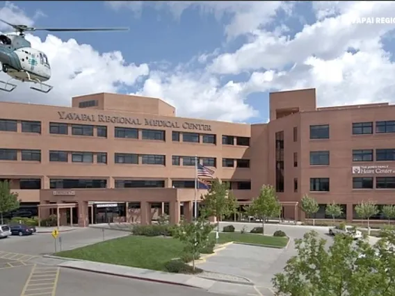 helicopter approaching Yavapai Regional Medical Center