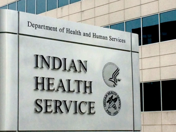 Sign in front of a building reading Indian Health Service