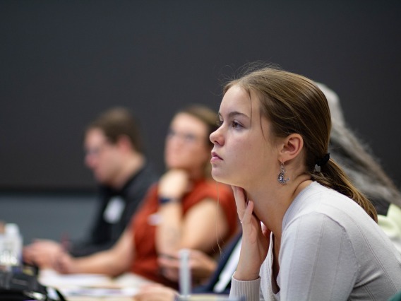An MPH student attends a breakout session