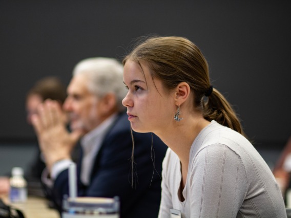 a student attends a breakout session