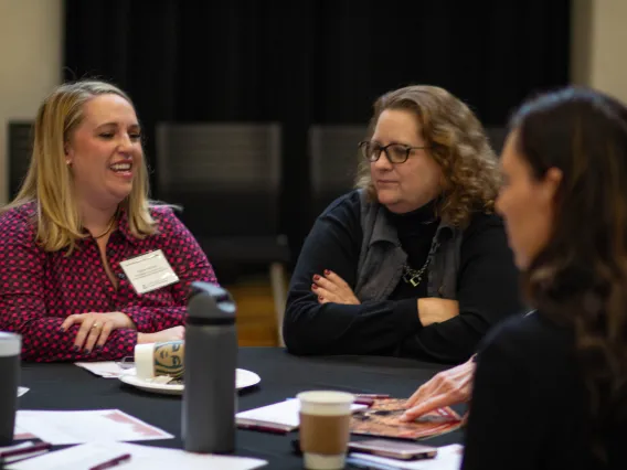 Meghan McCabe chats with attendees