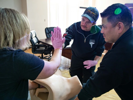 Erin McMahon demonstrating resistance to an Emergency Department nurse