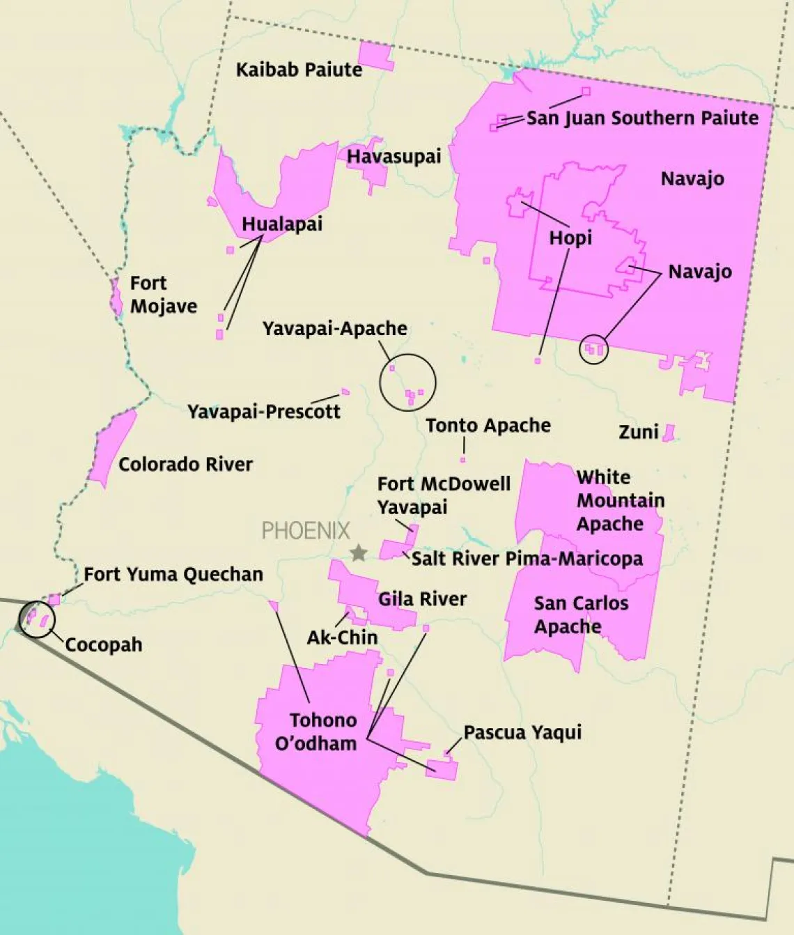 Tribal areas in Arizona