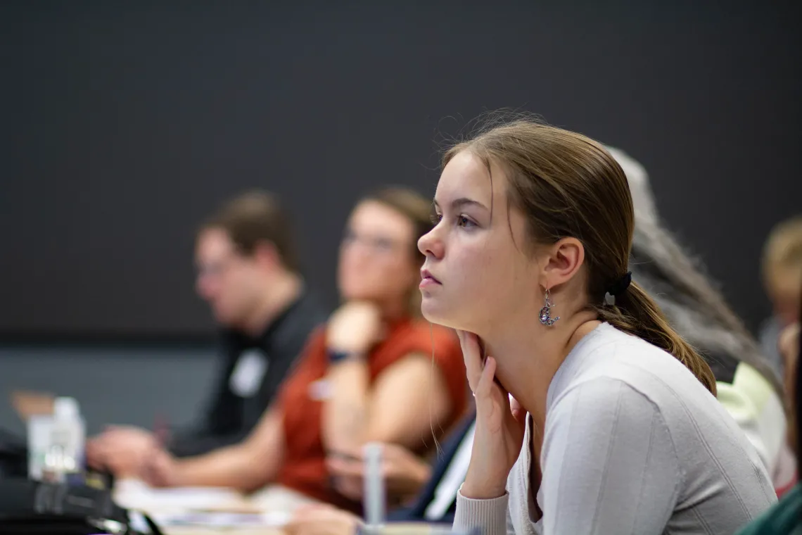 An MPH student attends a breakout session