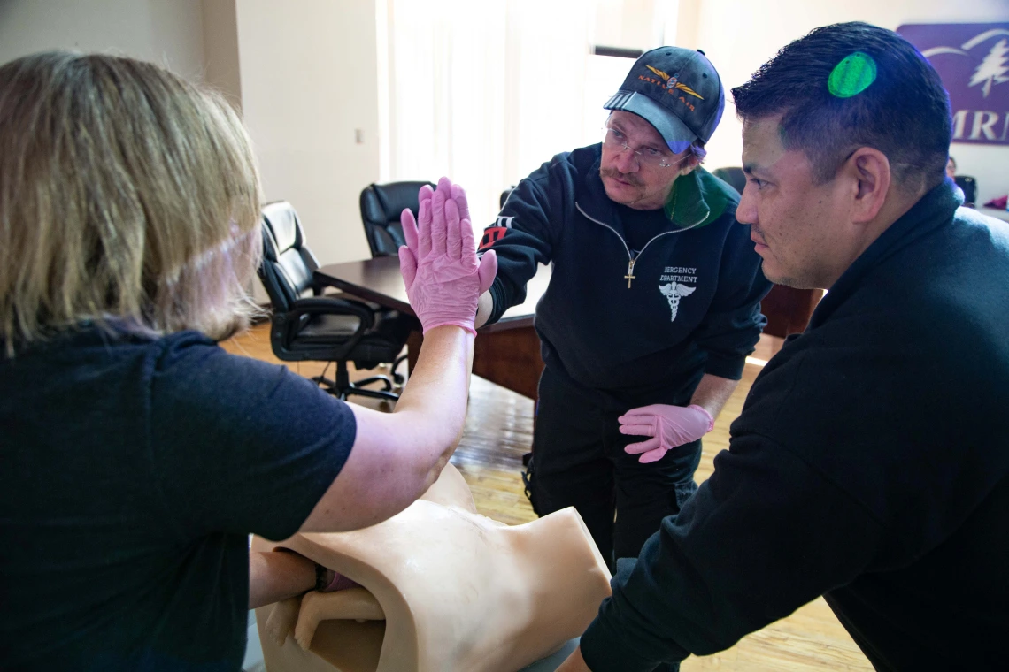 Erin McMahon demonstrating resistance to an Emergency Department nurse