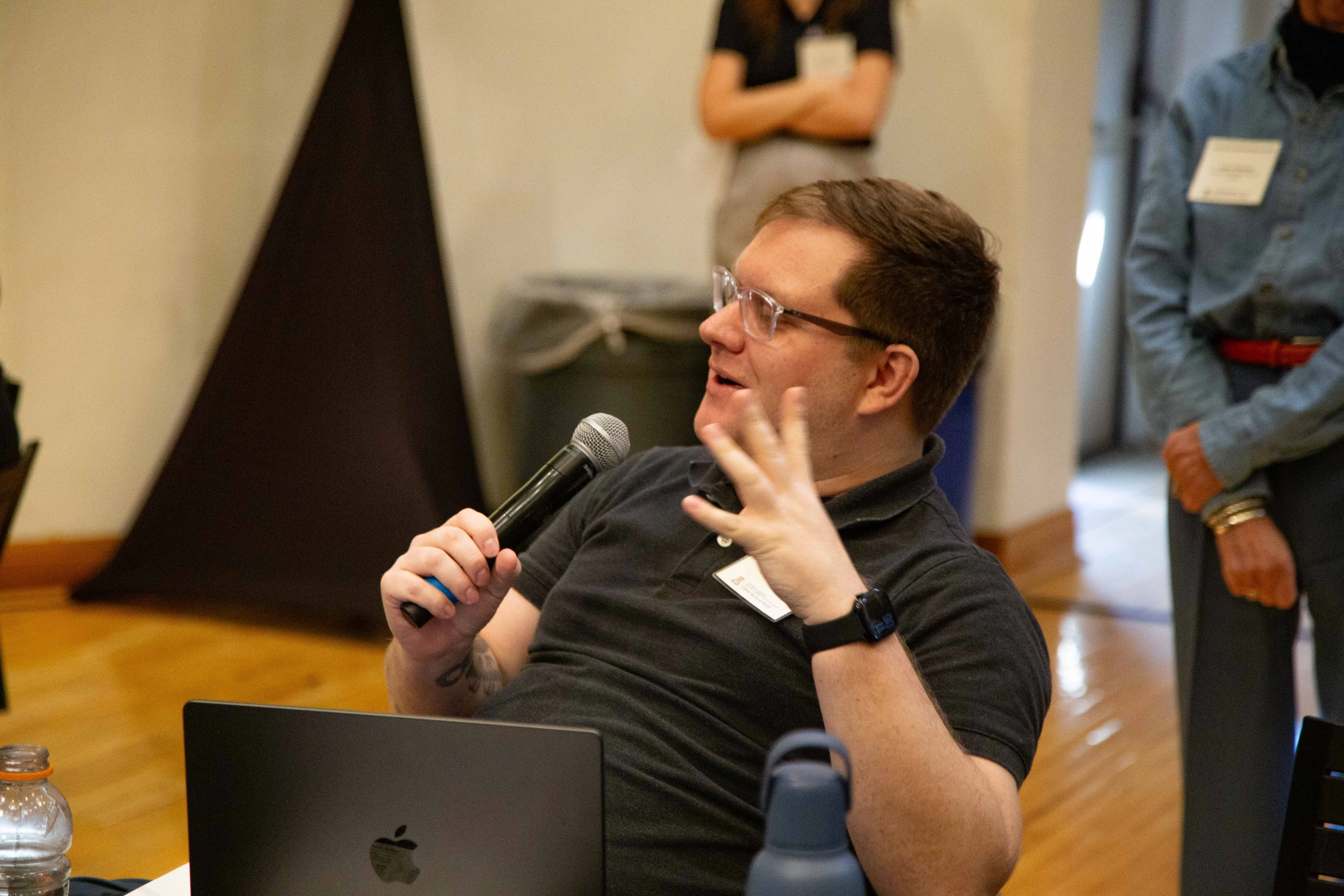 audience asks a question