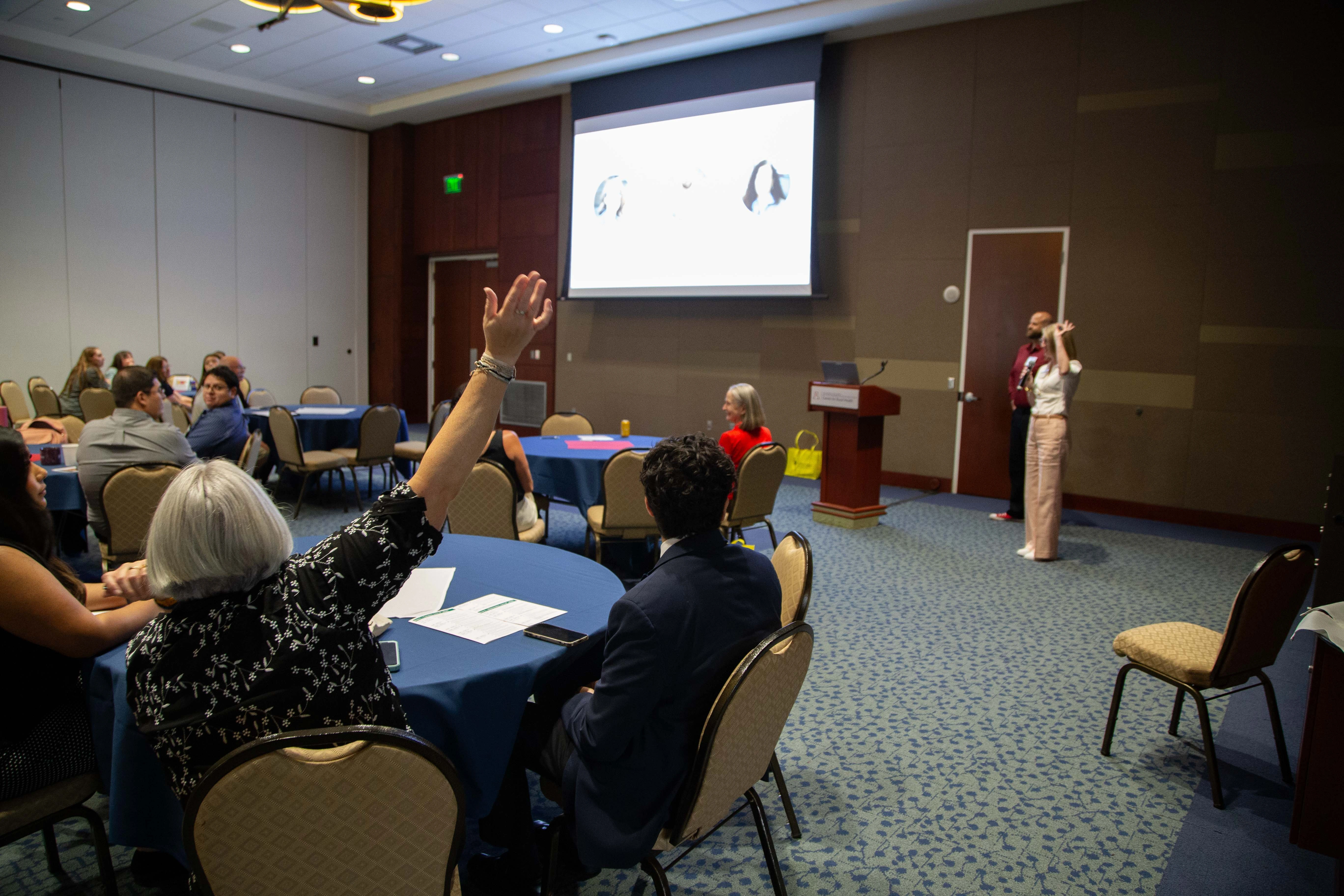 Audience responds to question